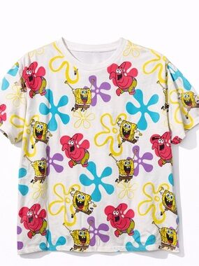 SpongeBob SquarePants White Tee with Yellow SpongeBob & Pink Patrick